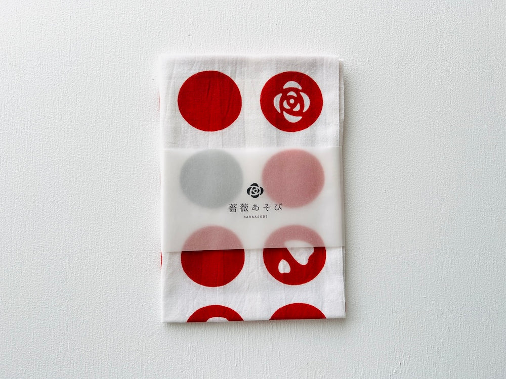 注染手拭い 薔薇あそび（茜色） – KOKOROIKI STORE/ココロイキストア