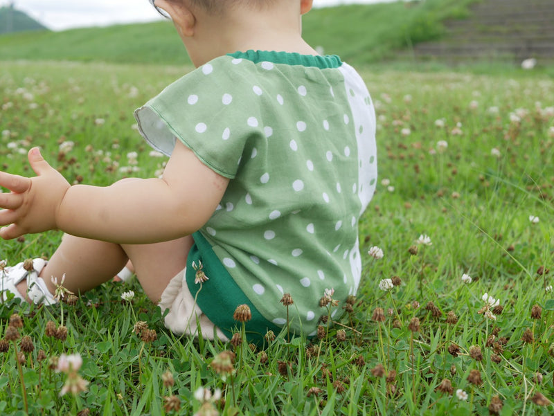 夏の子供服（青）　ダブルガーゼのやさしい上衣